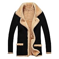 Warm Jacket For Mens Men'S Thickened Long Sleeves Coat Faux Leather Fleece Jacket Outerwear