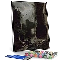 Paint by Numbers Kits for Adults and Kids Moonlit Scene with Castle Ruins Painting by Carl Spitzweg Arts Craft for Home Wall Decor