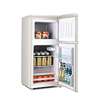 Retro Mini Fridge, 3.5 Cu.Ft. Retro Mini Refrigerator, Retro Compact Refrigerator with Removable Shelves, Small Fridge with with Adjustable Thermostat for Kitchen,Office,Dorm(Cream)