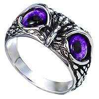 Unisex 316L Stainless Steel Relief Surface Blue Green Purple Pink Devil’s Eyes Ring,US Size 6-10