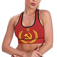 Soviet Union CCCP USSR Emblem Red Breathable Sports Bras for Women Workout Yoga Vest Underwear Crop Tops Gym