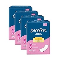 Carefree Ultra Thin Pads for Women, Regular Pads Without Wings, 160ct (4 Packs of 40ct) | Carefree Pads, Feminine Care, Period Pads & Postpartum Pads | 160ct (4 Packs of 40ct)