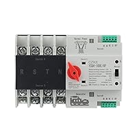 YCQ4-100E/4P 63A 100A Din Rail ATS for PV and Inverter Dual Power Automatic Transfer Selector Switches Uninterrupted 63/100A (Color : 4P, Size : 100A)