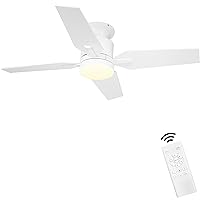 Ohniyou Ceiling Fan with Lights Flush Mount,40'' Small Ceiling Fans with Lights and Remote Control,Indoor Outdoor Quiet DC White Low Profile Ceiling Fan for Patio Kitchen Dining Room Bedroom