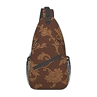 Starfish And Lighthouse Printed Canvas Sling Bag Crossbody Backpack, Hiking Daypack Chest Bag For Women Men