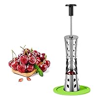 Cherry Pitter, Premium Cherry Pitter Remover Tool, 304 Stainless Steel Cherry Seed Remover, Durable Cherry Stoner Fruit Pit Corer Deseeder Kitchen Tool, Press Type, More Labor Saving-Green