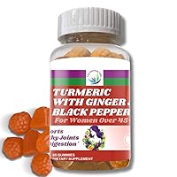 Turmeric Curcumin Gummies with Black Pepper & Ginger Root/Chewable Supplement for Women/Joint Support/Vegetarian /60 Count/Made in USA