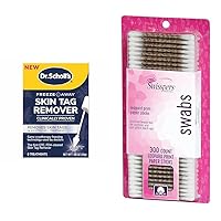 Dr. Scholl's Freeze Away Skin TAG Remover, 8 Ct & Swisspers Premium Cotton Swabs, 300 Count for Skin Tag Removal & Makeup