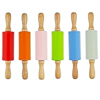 6 Pack Small Rolling Pin for Kids, Kids Rolling Pin for Home Kitchen (6 colors) (9 Inch)