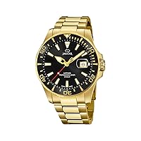 Watch Model J877/3 from Executive Collection, 43.5 mm Black case with Plated Steel Strap for Men, one Size, Bracelet