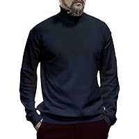 Men's Turtleneck Sweaters Cotton Blend Mid-Weight Highneck Pullover Winter Casual Basic Knitted Thermal Sweaters