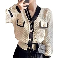 Women Cardigans Oversized Sweater V Neck Loose Knitwear Single Breasted Casual Knit Cardigan Outwear Apricot M