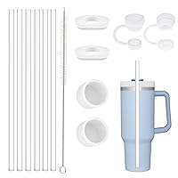 Straw Spill Stopper Cover Accessories for Stanley Cup 40 oz 30 oz Quencher, Tumbler Accessories of 6 Straw Replacement with Cleaning Brush, 4 Leak Sproof Plug, 2 Silicone Cover Cap for Stanley