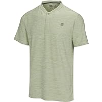 Collarless Golf Shirts for Men - Quick Dry Short Sleeve T-Shirt with 4-Way Stretch Fabric & UPF 30