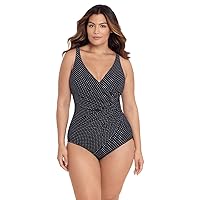Miraclesuit Women's Swimwear Plus Size Pin Point Oceanus Soft Cup Tummy Control One Piece Swimsuit