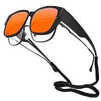 Amber Orange Blue Light Blocking Fit over Large-Framed Glasses for Women Men,Blue Blocker Computer Glasses for Insomnia/Migraine/Light Sensitivity