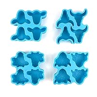 4 Cavity Car Freshie Molds, Cute Cow Bull Silicone Epoxy Resin Molds for Aroma Beads, Soap Mold, Candle Molds, Pendant Mold DIY Art Craft (4 Pack Blue)