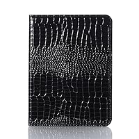 iPad 10th Generation 10.9 inch 2022 Case for Women, DMaos Crocodile Synthetic Leather Folio Smart Cover with Card Pencil Holder, Auto Sleep Wake - Black