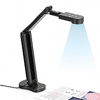 4K USB Document Camera for Teacher, 8MP Webcam & Visualiser for A3 Size with Dual Microphones, 3-Level LED Light, Image Invert, Foldable for Live Demo, Work with Windows, macOS and Chrome OS