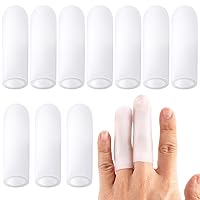 ANCIRS 20pcs Gel Finger Support Protector Caps Gloves, Large Gel Finger Cots/Covers, Silicone Fingertips for Hands Cracking, Eczema Skin, Trigger Finger Arthritis Pain Relief- White