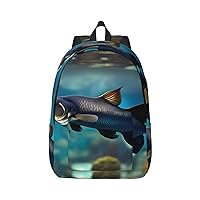 Subaquatic Catfish Print Canvas Laptop Backpack Outdoor Casual Travel Bag Daypack Book Bag For Men Women