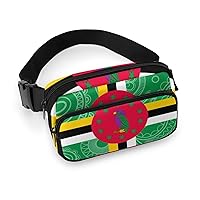 Dominica Paisley Flag Fanny Pack Adjustable Bum Bag Crossbody Double Layer Waist Bag for Halloween