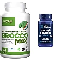 Jarrow BroccoMax Sulforaphane Generator and Life Extension N-Acetyl-L-Cysteine Immune & Respiratory Support Bundle, 60 Count Each