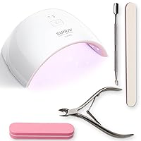 SUNUV UV LED Nail Lamp with 4PCS Cuticle Nippers, Cuticle Pusher with Nail File and Buffer Set, Professional Stainless Steel Durable Pedicure Manicure Nail Care Tools