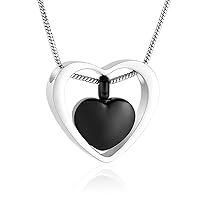 Heart in Heart Shiny Cremation Pendant Memorial Ash Necklace Jewelry Urn Necklaces for Ashes