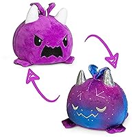 TeeTurtle - The Original Reversible Dragon Plushie - Galaxy + Purple - Cute Sensory Fidget Stuffed Animals That Show Your Mood
