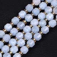 JOE FOREMAN 6mm Bicone Hand Faceted Genuine Blue Aquamarine Quartz Beads Natural Gemstone Beads for Jewelry Making Adults Bulk Full 15