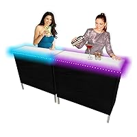 PARTYPONG Portable Folding Party Bar w/LED Lights - Double Set