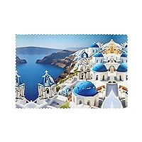 Greek Island Sea View Print Placemats for Dining Table Set of 6, Heat Resistant,Easy to Clean Non-Slip Place Mats