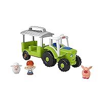 Fisher-Price Little People Tractor Set (Multilingual Version), Musical Push Tractor, Children's Toy, from 1 Year, HJN44