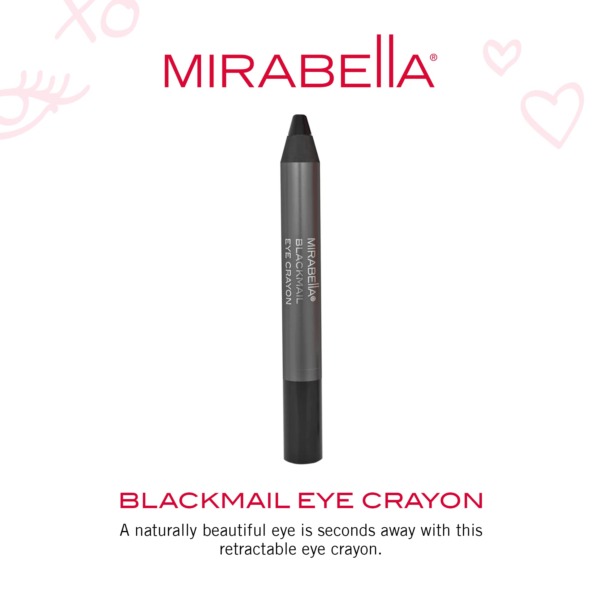 Mirabella Eye Crayon Jumbo Eyeliner, Blackmail (Black) - Smooth Formula Glides and Blends Effortlessly - Waterproof, Ultra-Creamy and High-Pigmented Formula - Paraben & Gluten-free