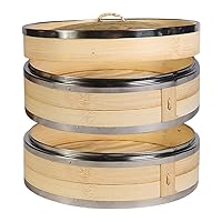 Bamboo Basket Single 2 With Liners Perfect For Dumplings Dim Sum Bao Bun Vegetables Rice Meat Cooking