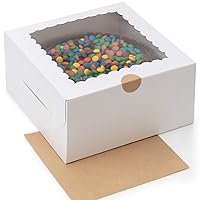 Cake Boxes 10 Inch - Sturdy White 10 Inch Cake Box With Window and Sticker Seals - Bulk Boxes for Transport of Bundt Cake, Cheesecake, and More - Disposable Cake Containers - 10x10x5 Cake
