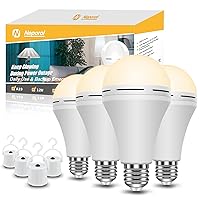Emergency Rechargeable Light Bulbs Stay Light Up When Home Power Failure, 15W 80W Equivalent LED 1200mAh Self Charging Emergency Light Bulb for Power Outage, Camping, Tent (Warm White 4PK)