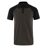 Golf Polo Shirts for Men Lightweight Sport Raglan Short Sleeve Shirt Casual Slim Fit Athletic Tennis T-Shirts (Dark Brown,Large)