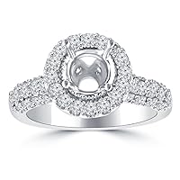 1.90 ct Ladies Round Cut Diamond Semi Mount Ring in Pave Setting in 14 kt White Gold