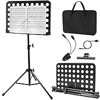 lotmusic Sheet Music Stand, Portable Music Stand, Foldable and Height-Adjustable Music Stand with Bag, Sheet Music Clip, Light, Suitable for Playing Musical Instruments and Traveling Out