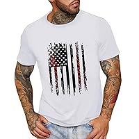 Men's 4th of July Fitness Sports Outdoor T-shirts Summer Baggy Casual Crewneck USA Flag Printed Muscle Workout Shirts