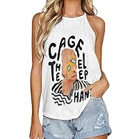 Womens Casual Halter Tank Tops Summer Pleated Sleeveless Cami Shirts