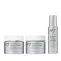No7 Future Renew Damage Reversal Skincare System Kit - Face Serum (10ml), SPF 25 Day Cream (50ml) & Night Cream (50ml) - Reverse Visible Signs of Skin Damage - 3-Piece Set