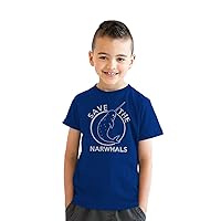 Youth Save The Narwhals Tshirt Funny Narwhal Unicorn Shirt for Kids