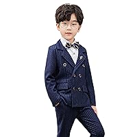 Boys Blazer Pants 6-Piece Set with Bowtie Kids Casual Suit Jackets Sport Coats Outfits Dresswear Suit