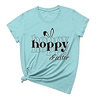 Prime Deals Of The Day Today Women'S Happy Easter Shirts Tops Cute Bunny Letter Print Graphic Tee Casual Crewneck T-Shirt Short Sleeves Blouses Women'S Tops Dressy