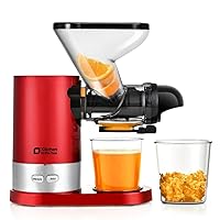 Kitchen in the box Juicer Machines, Small Cold Press Juicer for Single Serve, Slow Masticating Juicer Machine Vegetable and Fruit for Everyday Use, Quiet DC Motor, BPA-Free (Red)