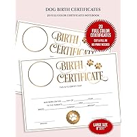 Dog Birth Certificates for New Owners: Newborn Puppy Birth Certificates for Dog Breeders | Breeder Birth Forms with Paw Print | 20 Full Color Premium Paper Quality Large Size 8