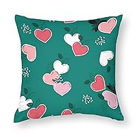 Decorative Throw Pillow Covers for Couch Pink Love Heart Fruit Valentines Day Green Smooth Soft Comfortable Polyester Pillowcase Cushion Cover with Hidden Zipper for Wedding Birthday Gift Couch Sofa